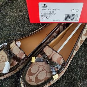 Authentic Coach Frida 12CM Signature Khaki Flat